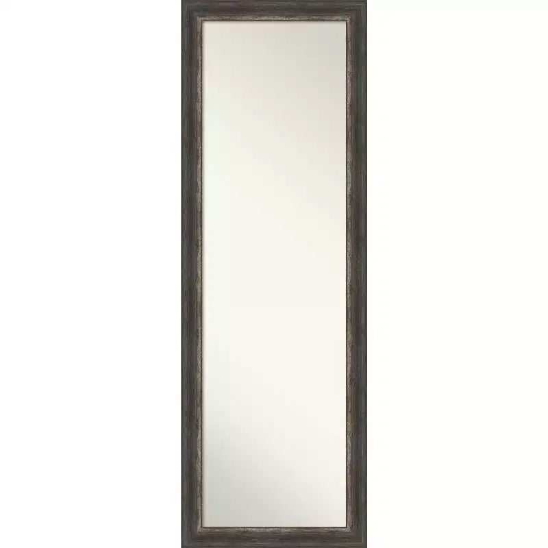 18" x 52" Bark Rustic Framed On the Door Mirror Charcoal - Amanti Art: Polystyrene Frame Includes Mounting Hardware