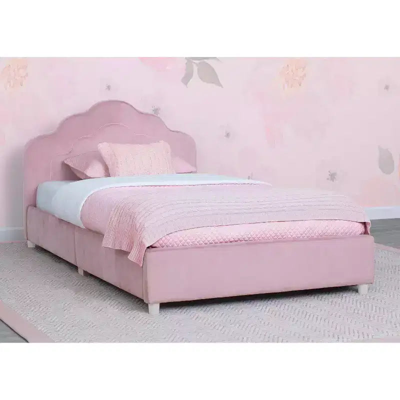 Lit simple rembourré pour enfants Rose vif