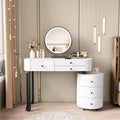 GDFStudio Mino Modern Vanity Table with Detachable Mirror 6 Drawers and Rotatable Side
