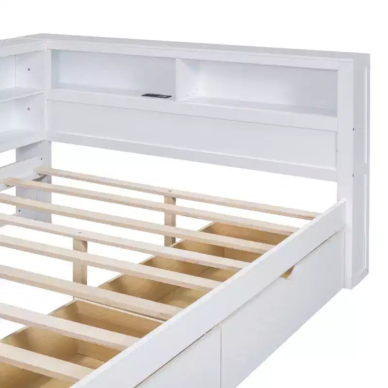 Canapé-lit double en bois blanc