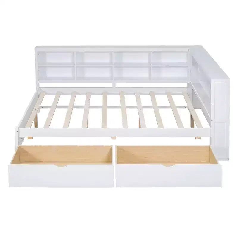 Canapé-lit double en bois blanc