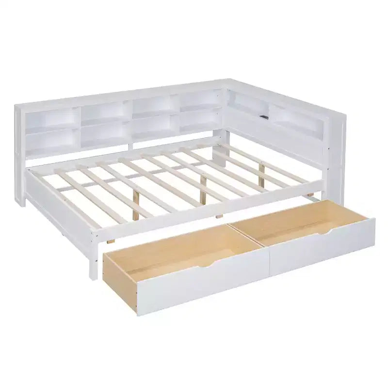 Canapé-lit double en bois blanc