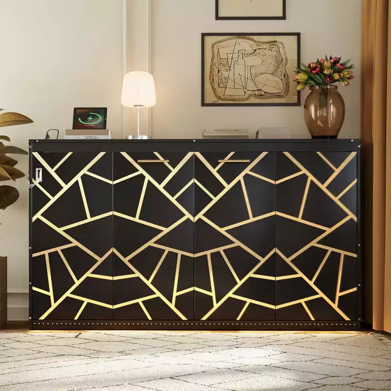 FAMYYT Twin Size Murphy Bed With Side-Folding LED Under-Bed Lighting Built-In USB Outlet Easy Assembly Black