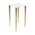 Kate and Laurel LeMaire Marble and Metal Drink Table White and Gold 12x12x24