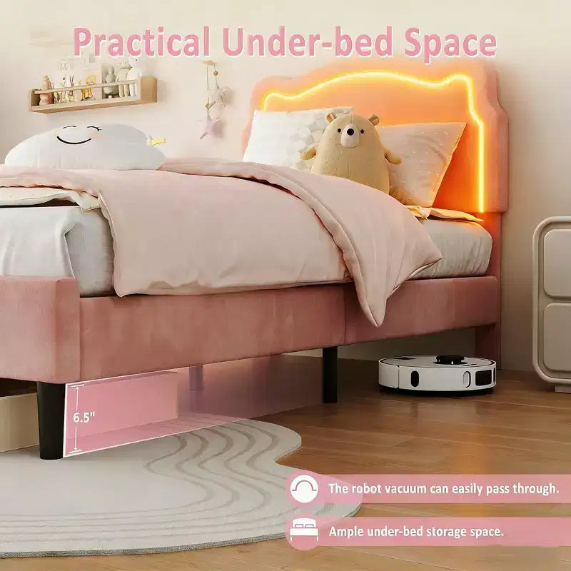 Lit plate-forme double à matelas moelleux pour enfants