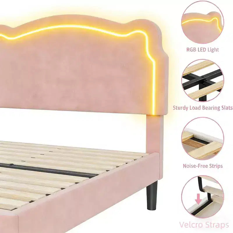 Lit plate-forme double à matelas moelleux pour enfants