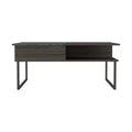 Armin Espresso Onyx Lift Top Coffee Table Metal Legs One Open Shelf Modern Living Room Storage Table