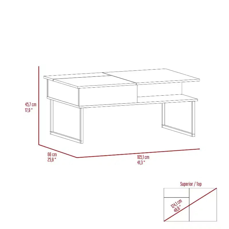 Table basse réglable monocouche
