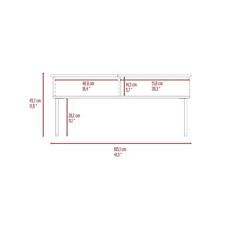 Table basse réglable monocouche