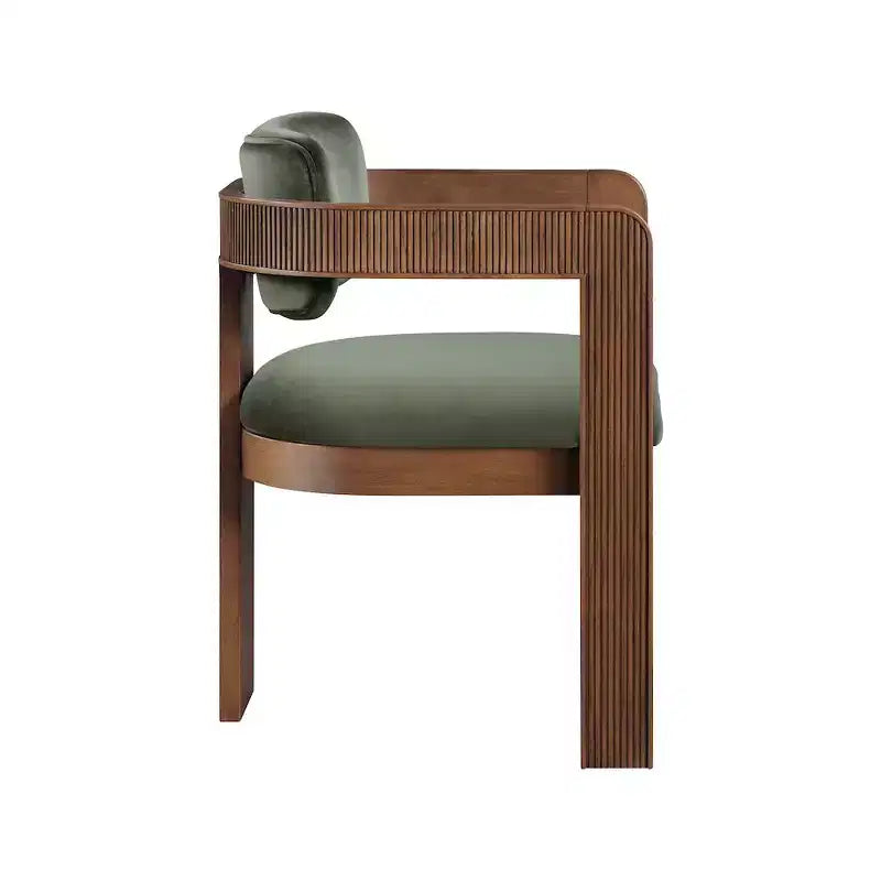 Chaise de salle à manger en velours vert