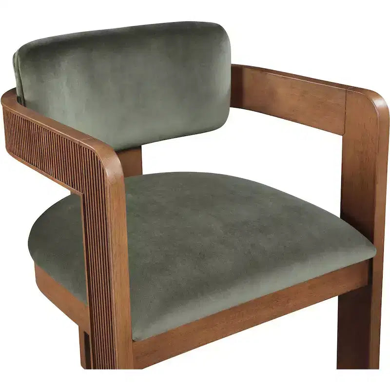 Chaise de salle à manger en velours vert