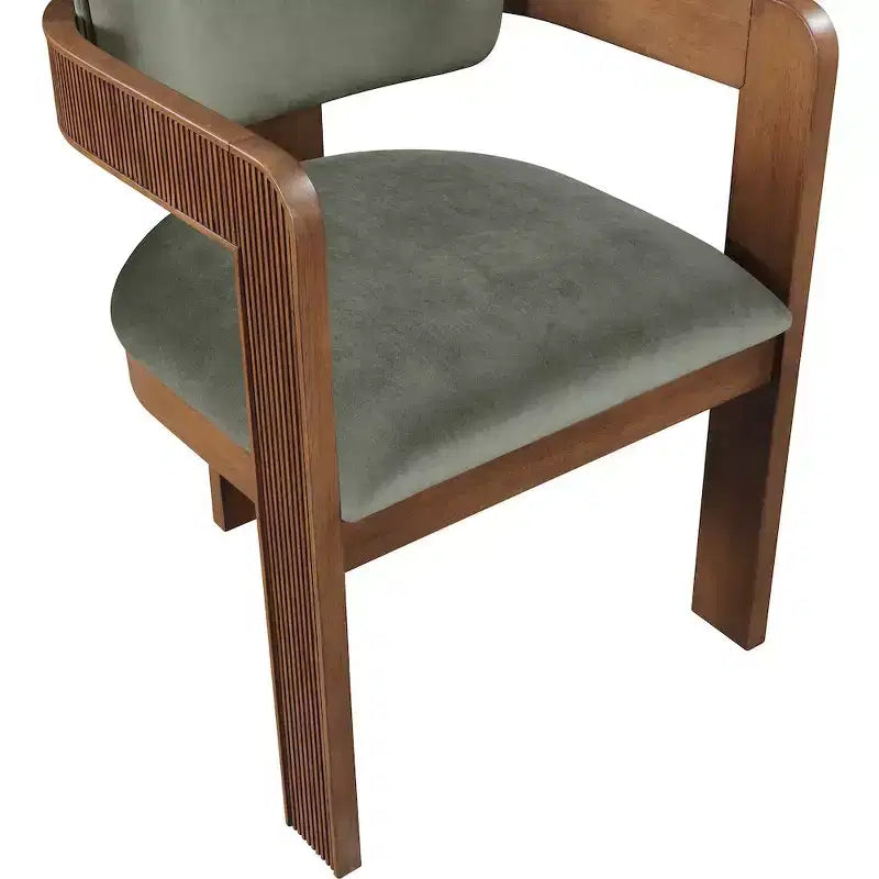 Chaise de salle à manger en velours vert