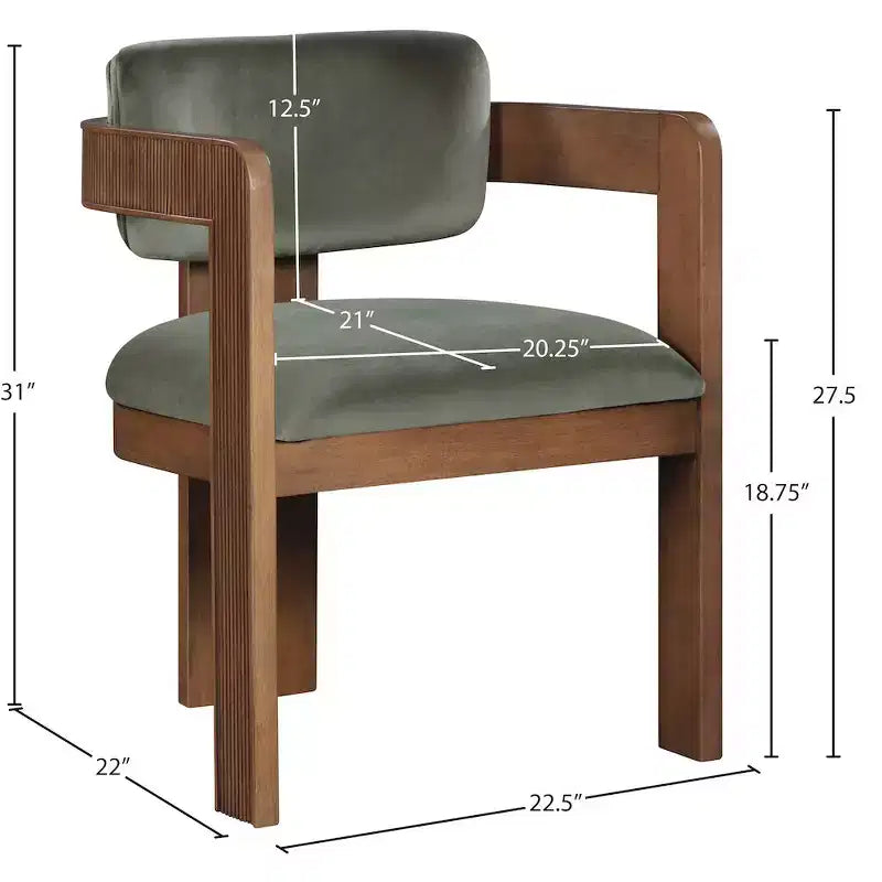 Chaise de salle à manger en velours vert