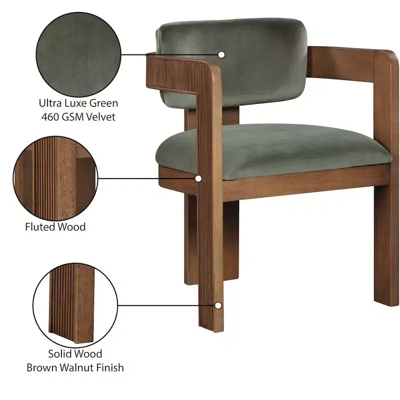 Chaise de salle à manger en velours vert