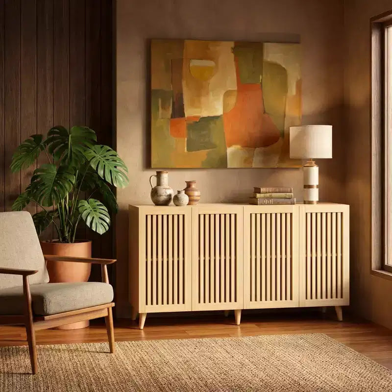 Meuble TV encastré moderne en bois de style médiéval