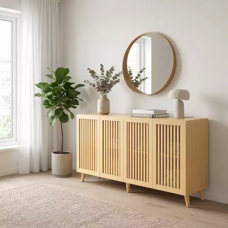 Meuble TV encastré moderne en bois de style médiéval