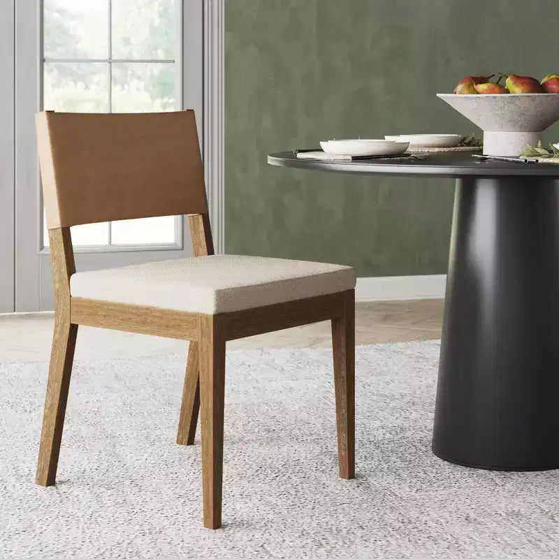 Chaise de salle à manger, similicuir marron