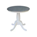 29" Dining Height Ronin Round Pedestal Table White/Heather Gray - International Concepts: Solid Wood Small Space