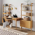 Meuble mural de bureau cannelé en bois marron