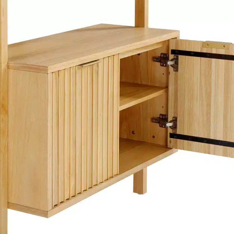 Meuble mural de bureau cannelé en bois marron