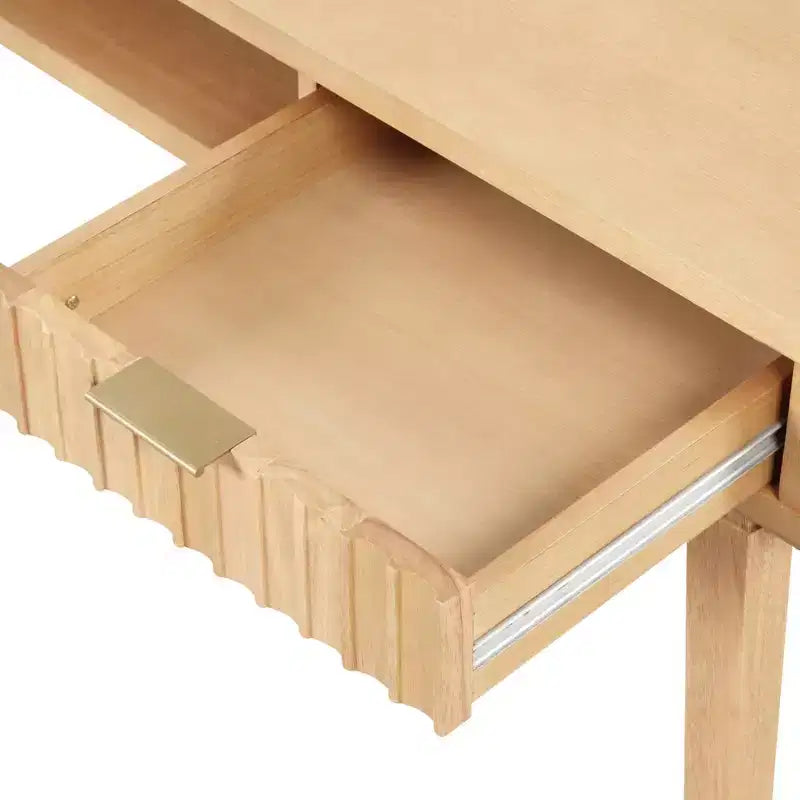 Meuble mural de bureau cannelé en bois marron