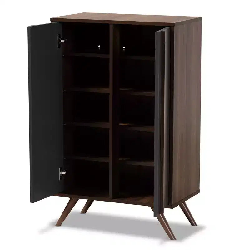 Meuble à chaussures bicolore en bois