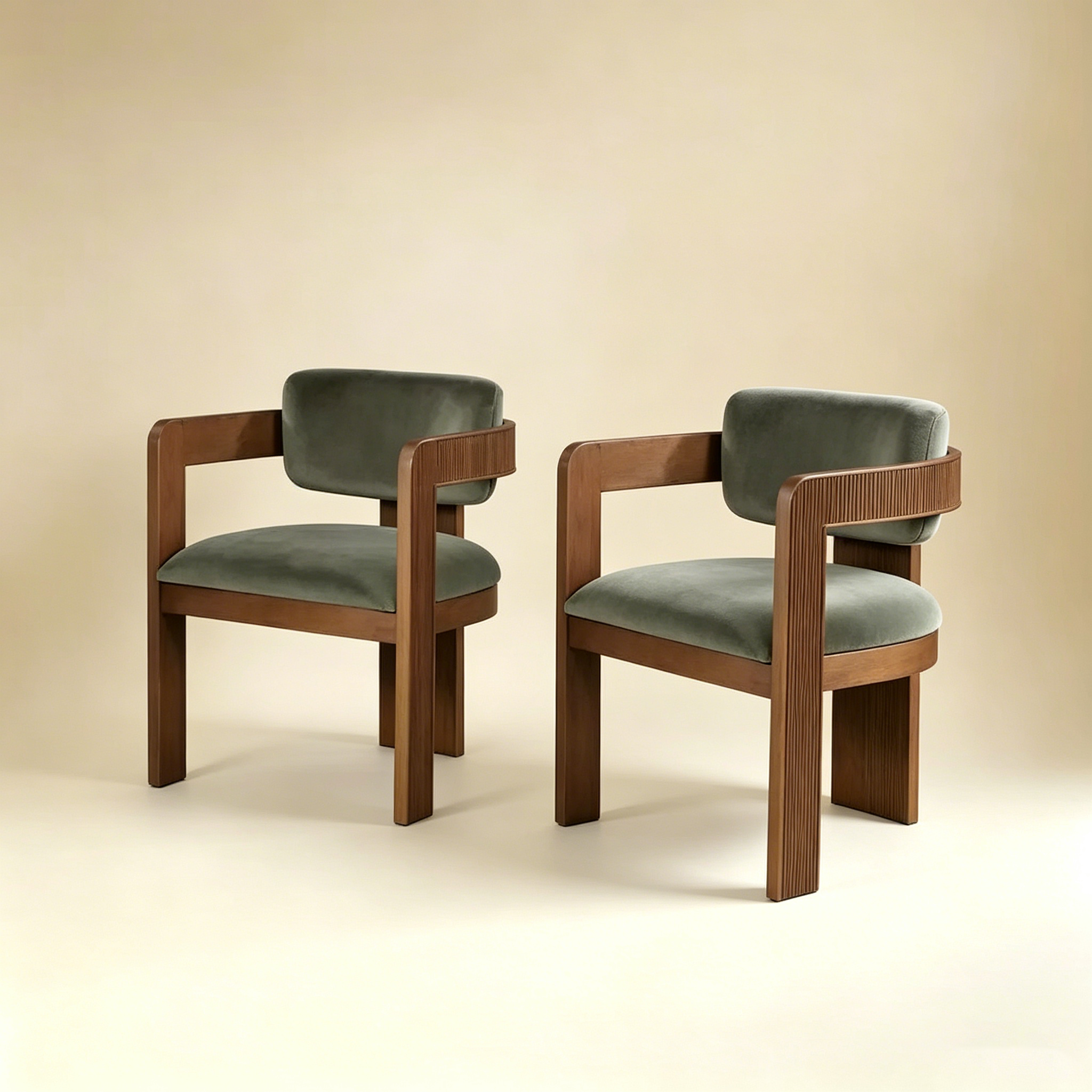 Chaise de salle à manger en velours vert