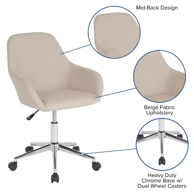 Fauteuils de bureau ergonomiques à dossier mi-hauteur pour la maison et le bureau