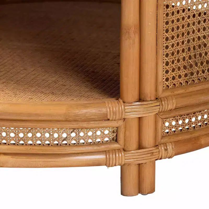 Table basse en rotin brun naturel, style bohème moderne