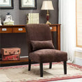 Roundhill Furniture Pisano chenille Fabric Armless Contemporary Accent Chair with Matching Kidney Pillow Chocolate