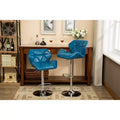 Roundhill Furniture Glasgow Contemporary Tufted Adjustable Height Hidraulic Bar Stools Blue Set of 2